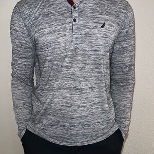 Nautica Gray Long Sleeve Tee with Athletic Design